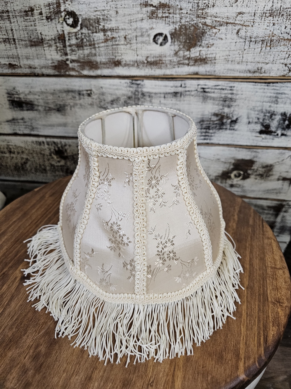 Vintage Beige Floral Fringe Lamp Shade - Picture 12 of 13